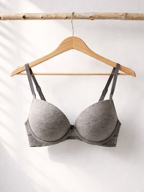 La SENZA Light Gray Bra | Remix Push Up Plunge | 32B